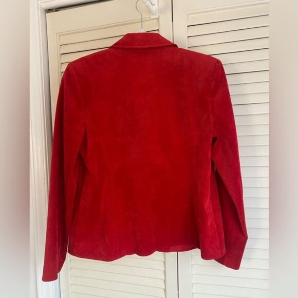 Kim Rogers Petite Red Micro-Corduroy Blazer Jacket Size 8P - Picture 2 of 3